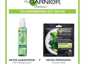 Garnier Daily Detox Routine (Lemongrass Gel & Charcoal Tissue Mask)
